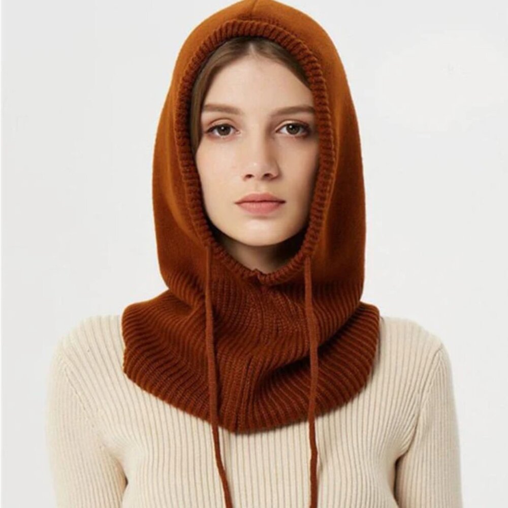 Winter Knitted Hoodie Hat - Picture 2 of 4